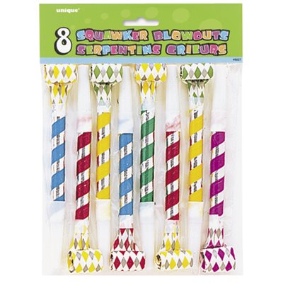 Long metallic squawker blowouts 8pcs