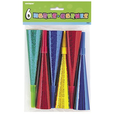 Metallic prismatic horns 6pcs