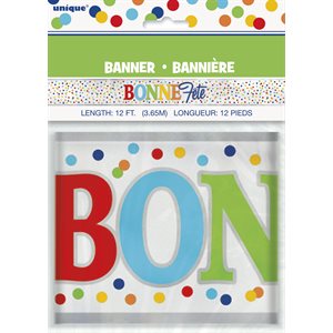 Banderole 12pi pois arc-en-ciel bonne fête