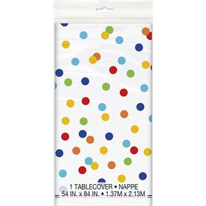 Nappe en plastique 54x84po pois arc-en-ciel