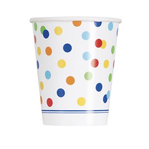 8 gobelets 9oz pois arc-en-ciel