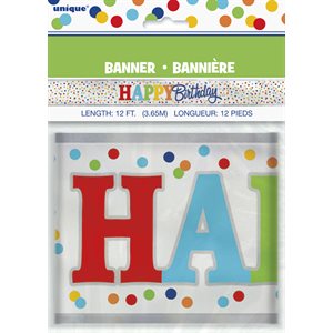 Banderole 12pi pois arc-en-ciel happy birthday