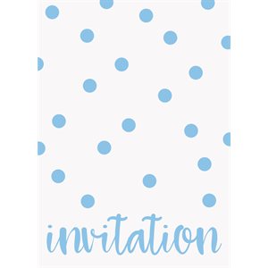8 invitations à pois bleu pâle