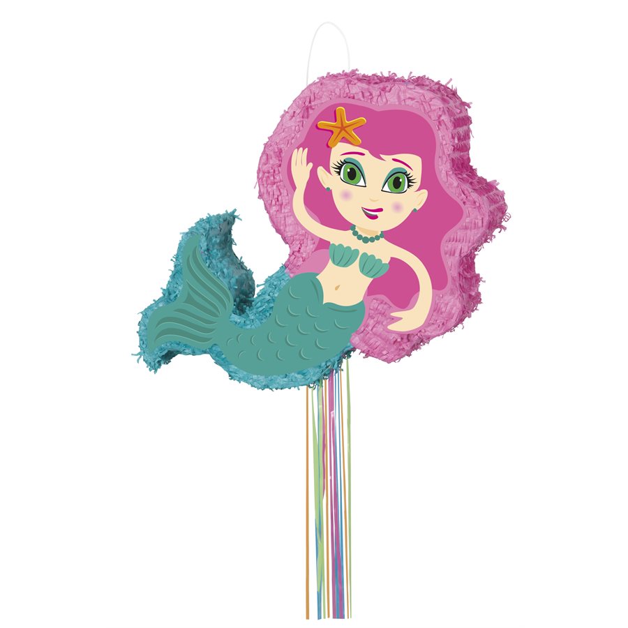 Piñata Sirène à Remplir De Bonbons - 31.5 X 41 Cm - Avec Tige Et Masque - Pour Anniversaire Enfants, Fête à Thème