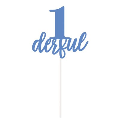 Blue "1 derful" cake topper