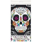 Floral skull plastic table cover 54x84in
