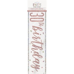 Bannière "happy 30th birthday" rose doré & blanc 9pi