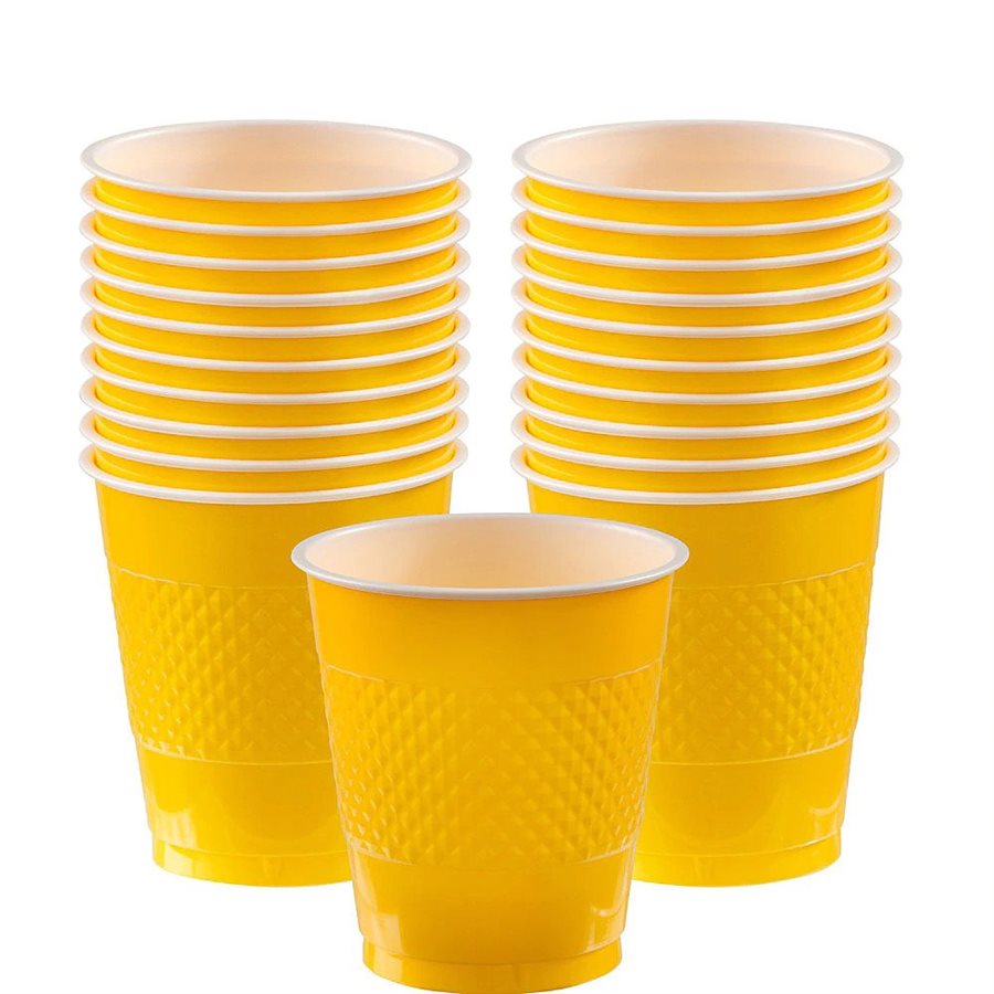 Yellow 12oz plastic cups 20pcs