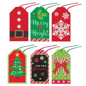 Christmas tape-on paper tags 36pcs