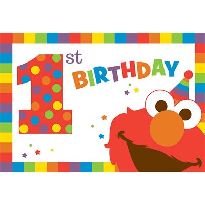 Sesame Street 1st b-day invitations 8pcs