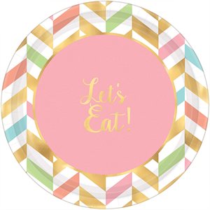 8 assiettes 7po let's eat! fête pastel