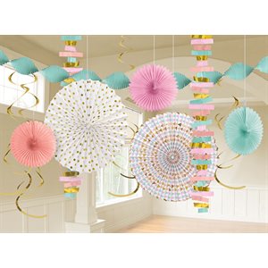 Ensemble de décorations 14mcx or & pastel