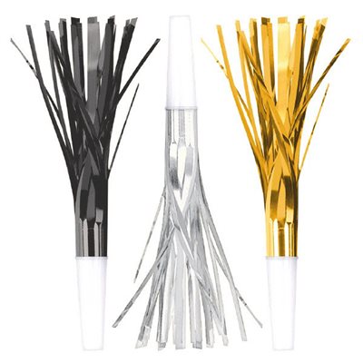 Black, gold & silver foil fringed blowouts 8pcs