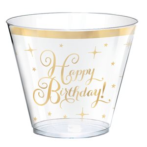 30 gobelets en plastique deluxe 9oz "happy birthday"