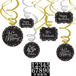 12 décorations en tourbillons ajouter-l'âge Célébration Scintillante