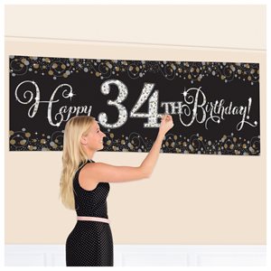 Géante bannière ajouter-l'âge 65x20 Célébration Scintillante