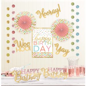 Ensemble de décorations pour pièce 12mcx fête pastel & doré