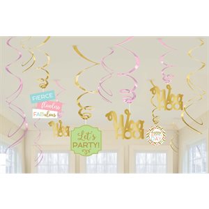 12 décorations en tourbillons fête pastel