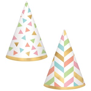 12 minis chapeaux de fête pastel & doré