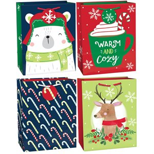Christmas gift bags 6x7.75x3in 4pcs