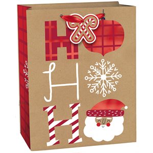 Christmas "Hohoho" kraft gift bag 9x7x5in