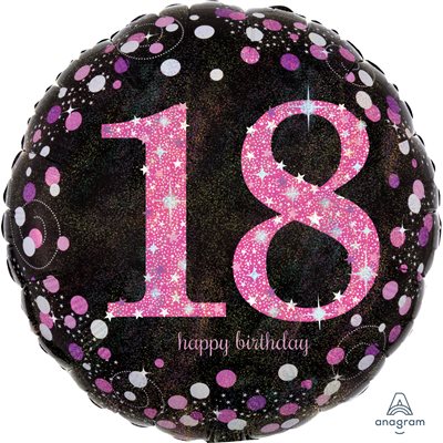 18th Pink Sparkling Celebration std foil balloon