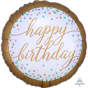 Ballon métallique std happy birthday pastel & or