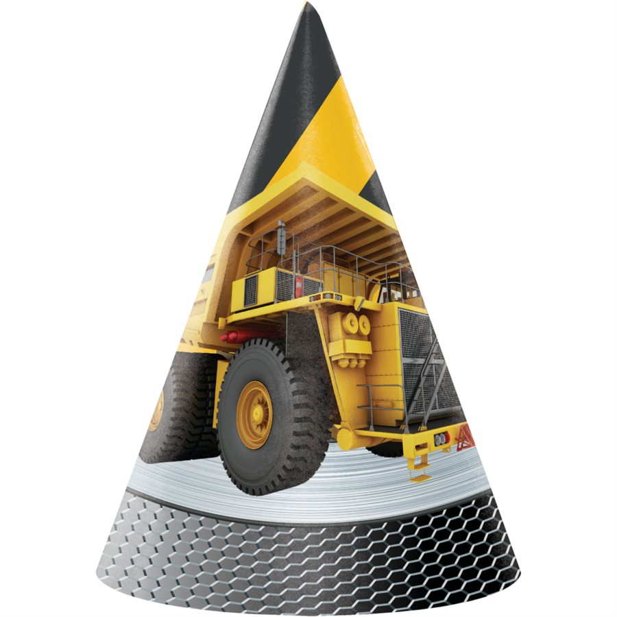 Construction Zone party hats 8pcs