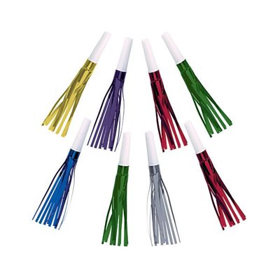 Assorted foil fringed squawkers 8pcs