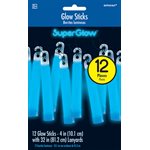 12 bâtons lumineux bleus 4po