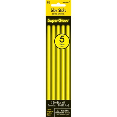 Yellow glow sticks 8in 5pcs