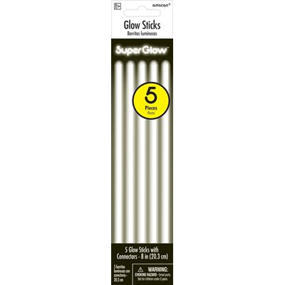 White glow sticks 8in 5pcs