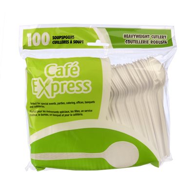 100 cuillères à soupe en plastique blanc 100 cuillères à soupe en plastique blanc