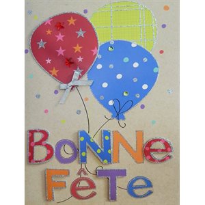 Géante carte de souhait avec ballons bonne fête