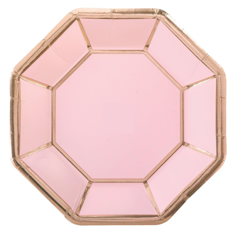Pink wedding octagonal plates 10in 8pcs