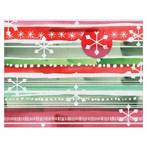 Christmas watercolor stripes & glitter medium horizontal gift bag