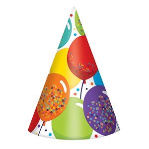 24 chapeaux de fête blanc avec ballons & confettis