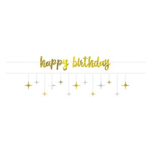 2 banderoles 12pi or & argent "happy birthday"