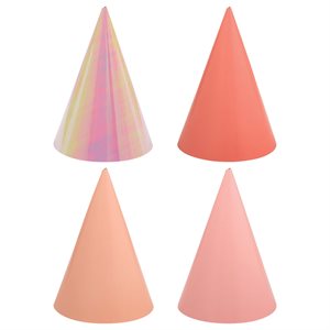 12 chapeaux de fête rose asst & iridescent