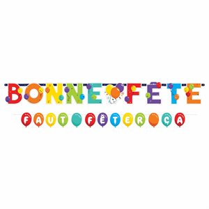 2 banderoles bonne fête ballons multicolores