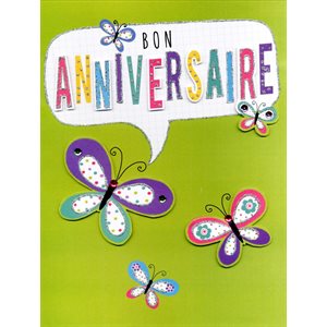 Géante carte de souhait avec papillons bon anniversaire
