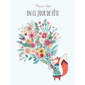 Géante carte de souhait renard & fleurs pour toi en ce jour de fête